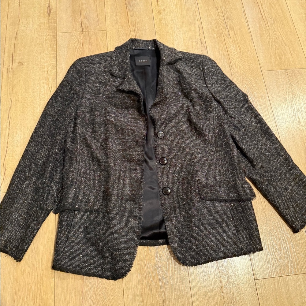 Akris Charcoal Tweed Blazer